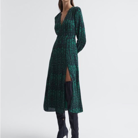 Reiss GRETA LONG SLEEVE PRINTED MIDI DRESS - Picture 16 of 16